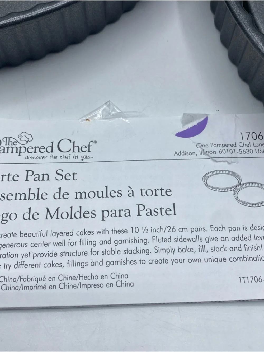 Pampered Chef Torte Pan Set 1706 10 Inch W/Fluted Sides